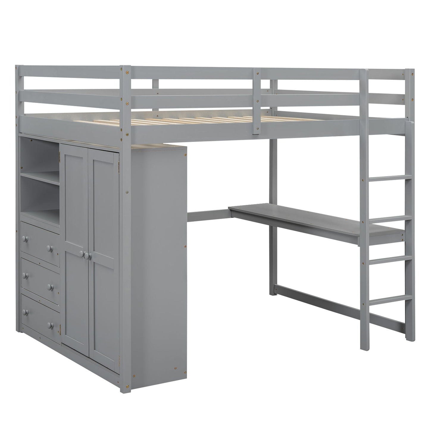Loft bed with built-in wardrobe, shelves and drawers in gray by HouseOfZazla on Tampa Home & Garden Store