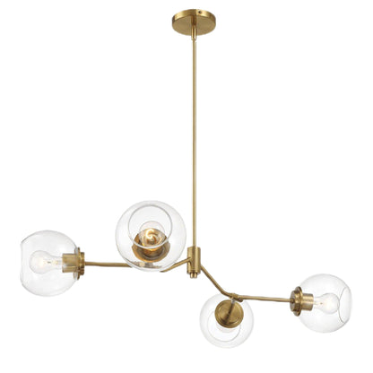 Jewel 4-Light Chandelier Gold Brass with clear glass globes on Tampa Home & Garden Store