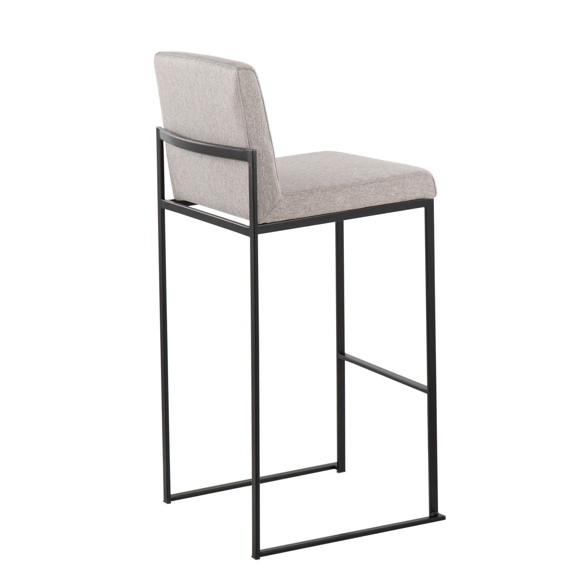 High back contemporary barstool beige upholstery with black metal frame on Tampa Home & Garden Store