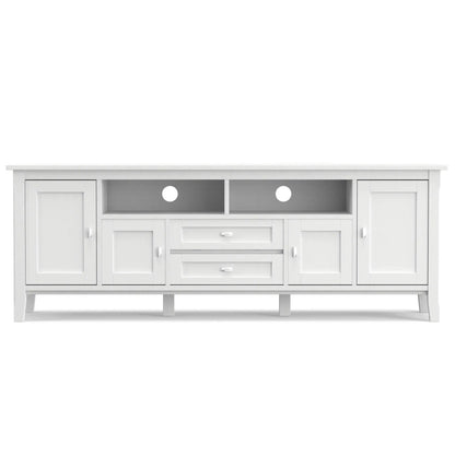 Warm Shaker TV media stand by Unique Piece Furniture, white wood with open cubbies on Tampa Home & Garden Store