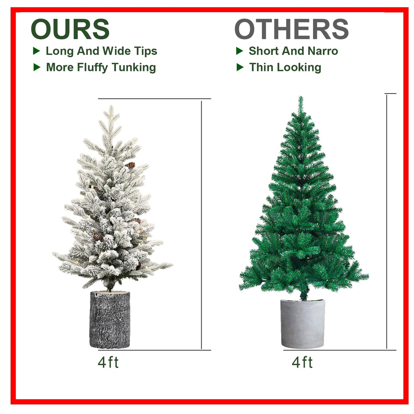 4.5ft flocked Christmas tree with LED lights in a pot base by HouseOfZazla on Tampa Home & Garden Store