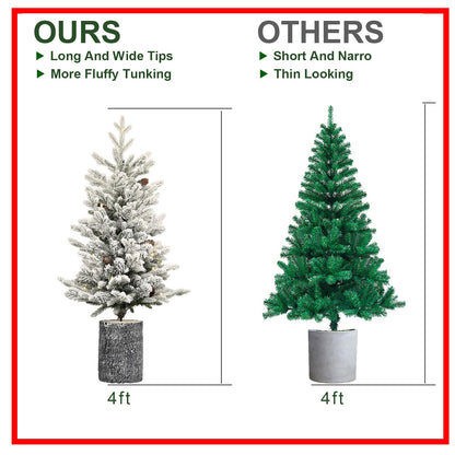 4.5ft flocked Christmas tree with LED lights in a pot base by HouseOfZazla on Tampa Home & Garden Store