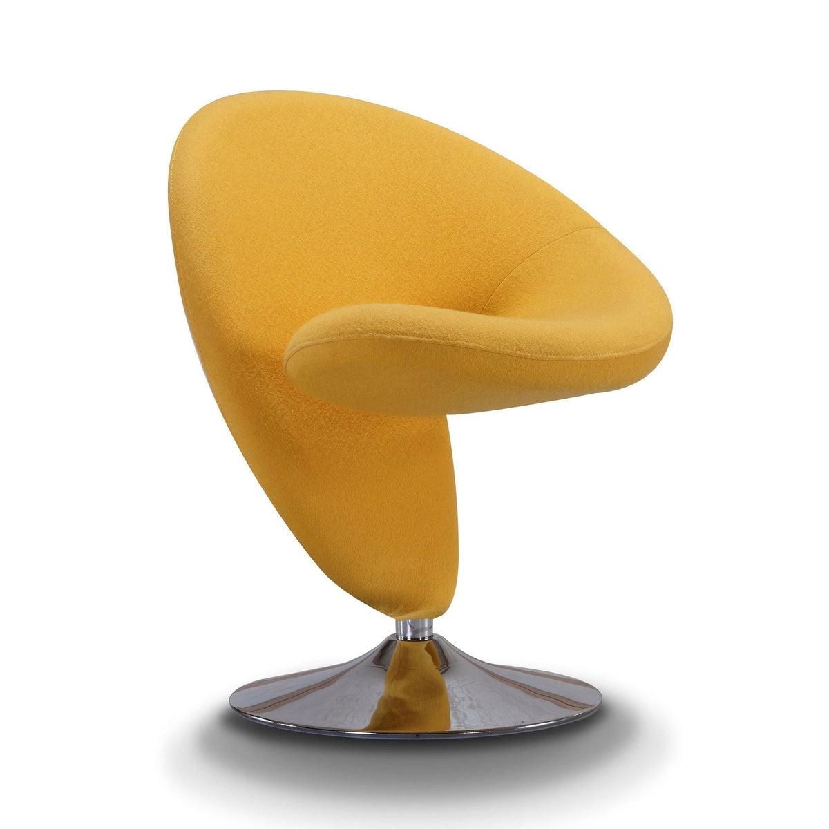 Swivel lounge chair in mustard wool blend upholstery with chrome pedestal base HouseOfZazla on Tampa Home & Garden Store