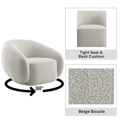 Isabel Chair Bouclé Upholstery with Swivel Base