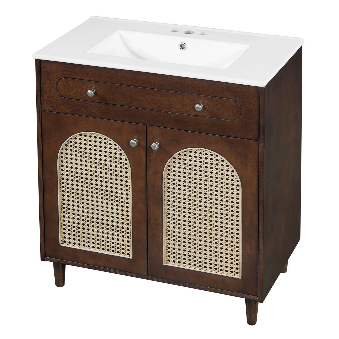 Modern Bathroom Vanity with Sink and Shelf