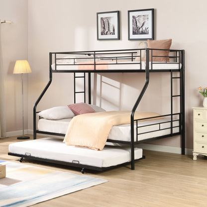 Twin over full modern metal bunk bed with trundle in black top twin and bottom full beds on Tampa Home & Garden Store