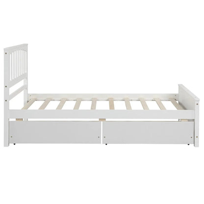 Platform Bed with Two Drawers Built from Pine
