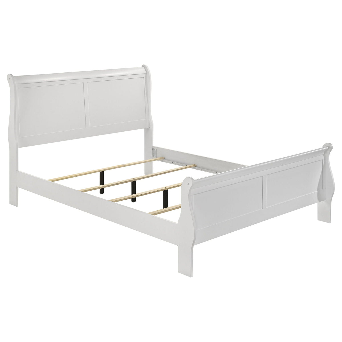 Mckee Sleigh Panel Bed white painted wood with curved headboard and footboard HouseOfZazla on Tampa Home & Garden Store