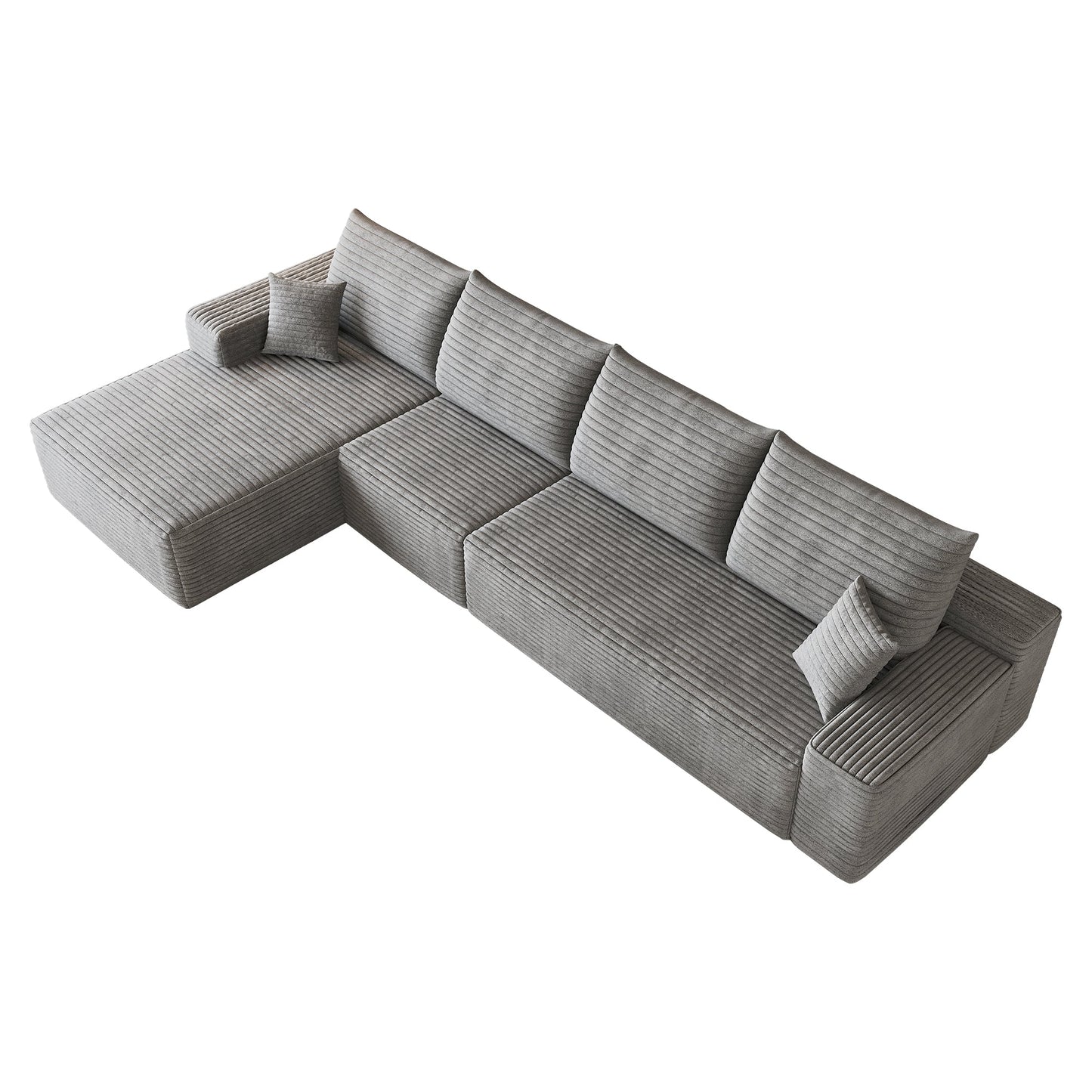 135in Cloud sectional sofa with L-shaped chaise in gray ribbed fabric HouseOfZazla on Tampa Home & Garden Store