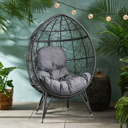 Cosmos Round Hammered Iron Teardrop Chair with cushion, outdoor accent chair by HouseOfZazla on Tampa Home & Garden Store