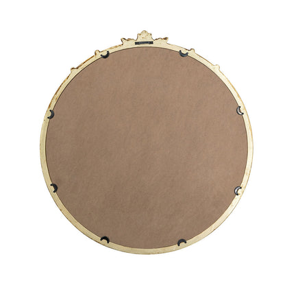 Round wall mirror 30x31 in with gold finish and decorative leaf crest by HouseOfZazla on Tampa Home & Garden Store