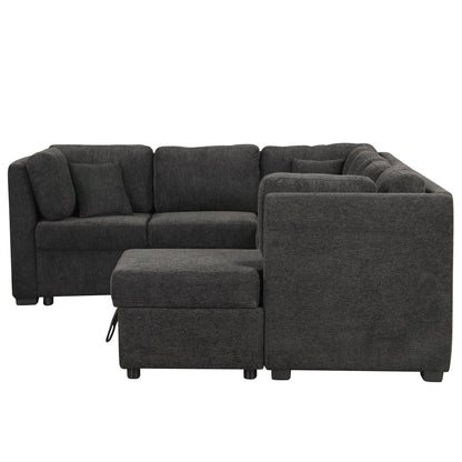 U-shaped sleeper sectional sofa with pull-out bed, storage chaise, USB ports and power sockets on Tampa Home & Garden Store