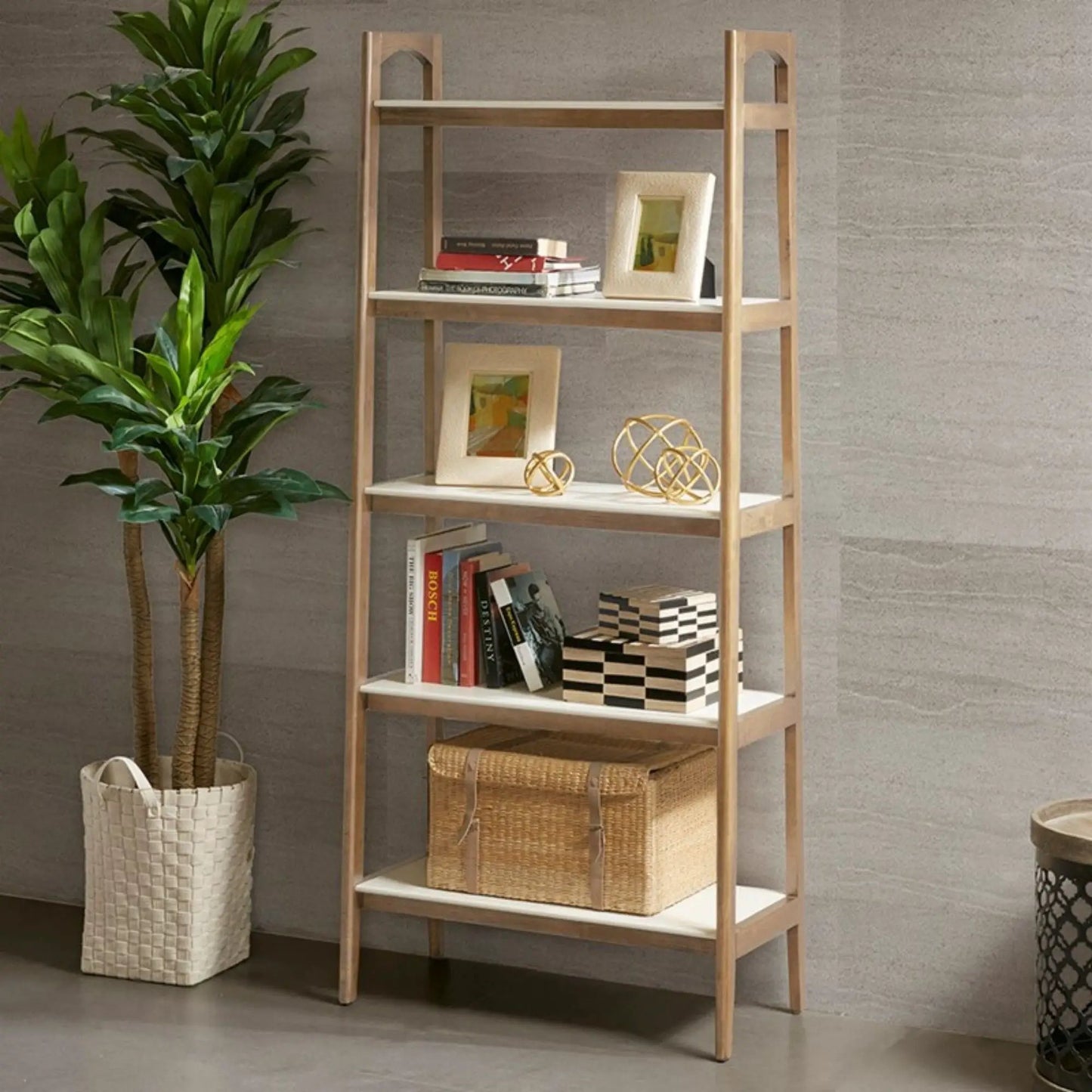 Parker Bookcase with Five Shelves Off White