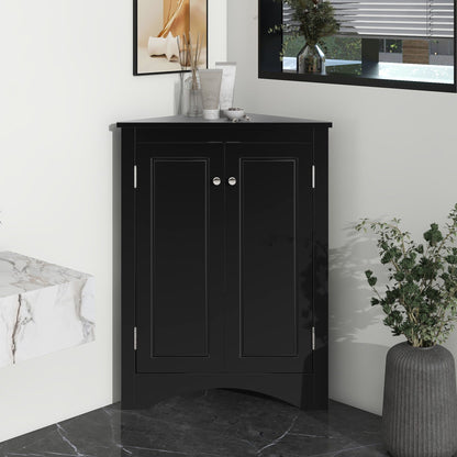 Triangle bathroom linen cabinet with adjustable shelves black freestanding cabinet HouseOfZazla on Tampa Home & Garden Store