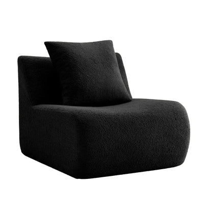 Best Black Teddy Fabric Armless Sofa and Pillow