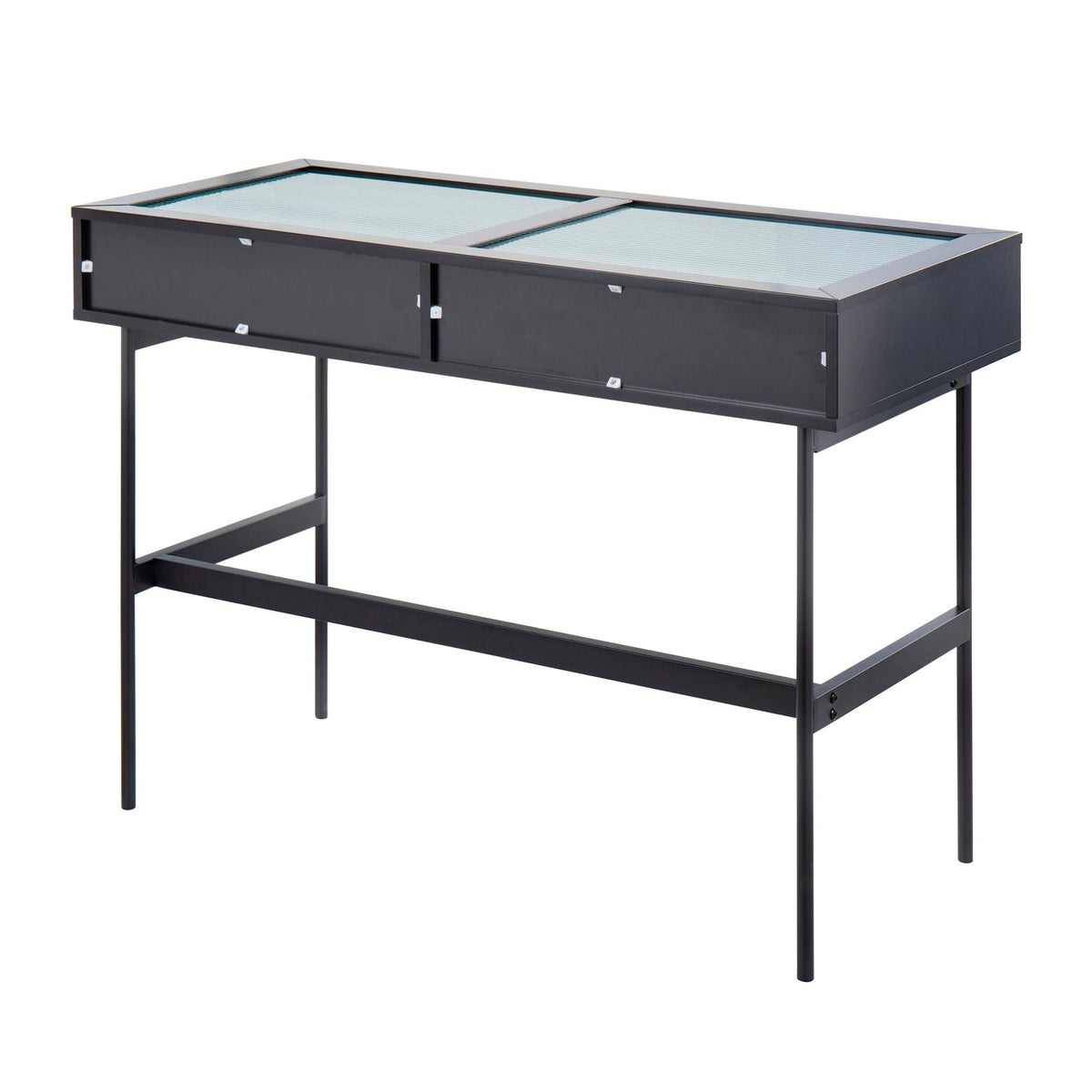 Contemporary console table by HouseOfZazla with black tempered glass top on Tampa Home & Garden Store