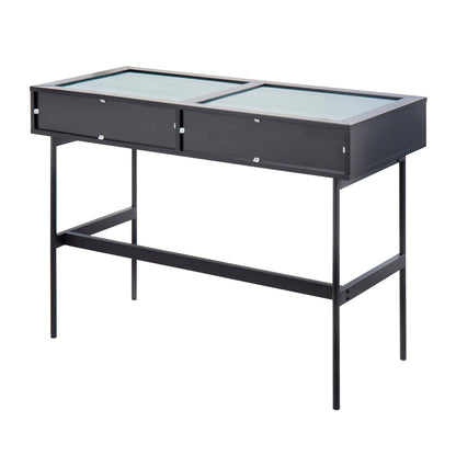 Contemporary console table by HouseOfZazla with black tempered glass top on Tampa Home & Garden Store