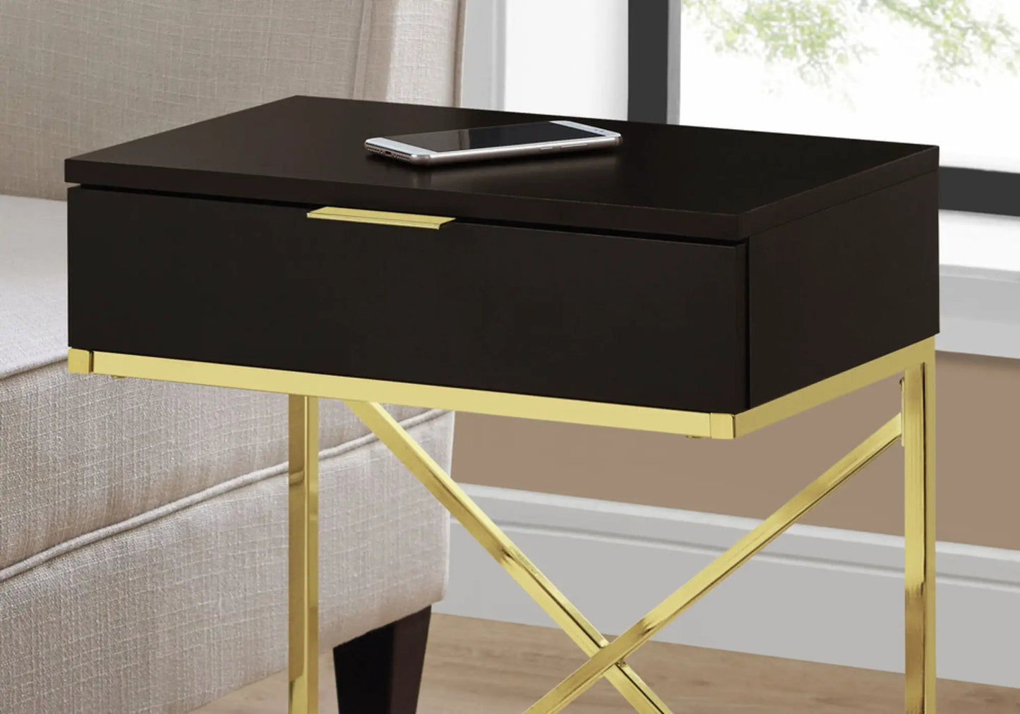 Accent Side Table With Storage Drawer Large Top