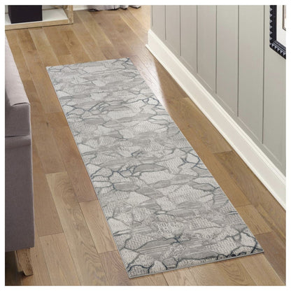 Contemporary geometric gray texture area rug by HouseOfZazla for hallway decor on Tampa Home & Garden Store