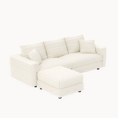 Deep Seat Sofa Bed With Ottoman and Soft Pillows