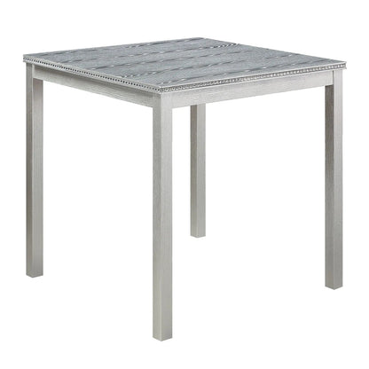 5 Piece Counter Height Table Set square table with gray wood finish and nailhead trim on Tampa Home & Garden Store