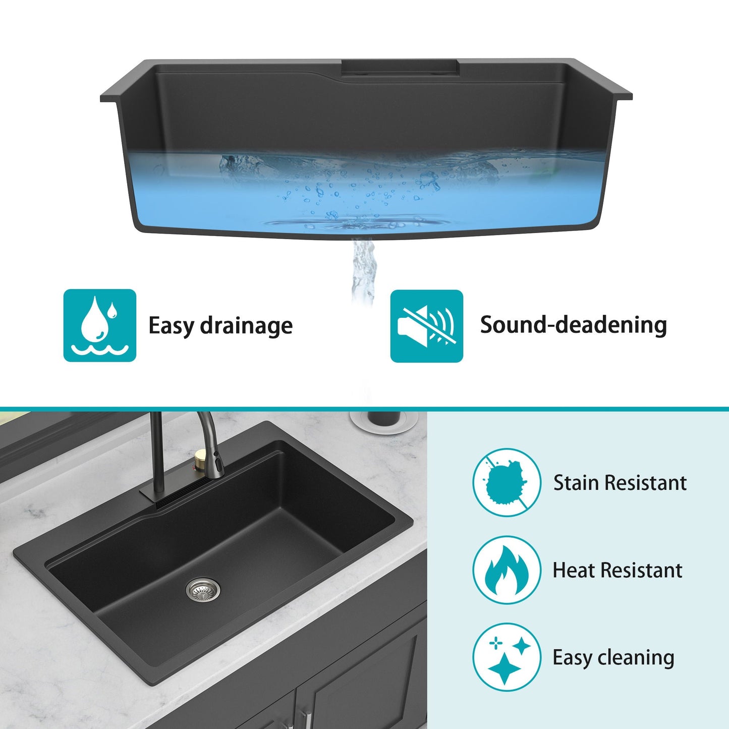 Brushed Waterfall Sink with Faucet and Cup Washer