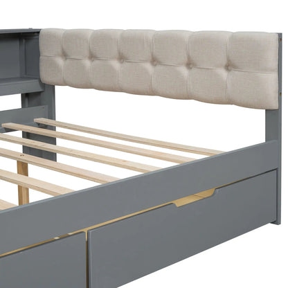 Upholstered Headboard Platform Bed with Storage