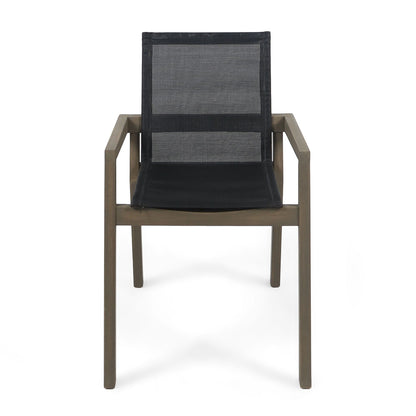 Belfast Dining Chair with mesh seating and acacia wood frame outdoor on Tampa Home & Garden Store