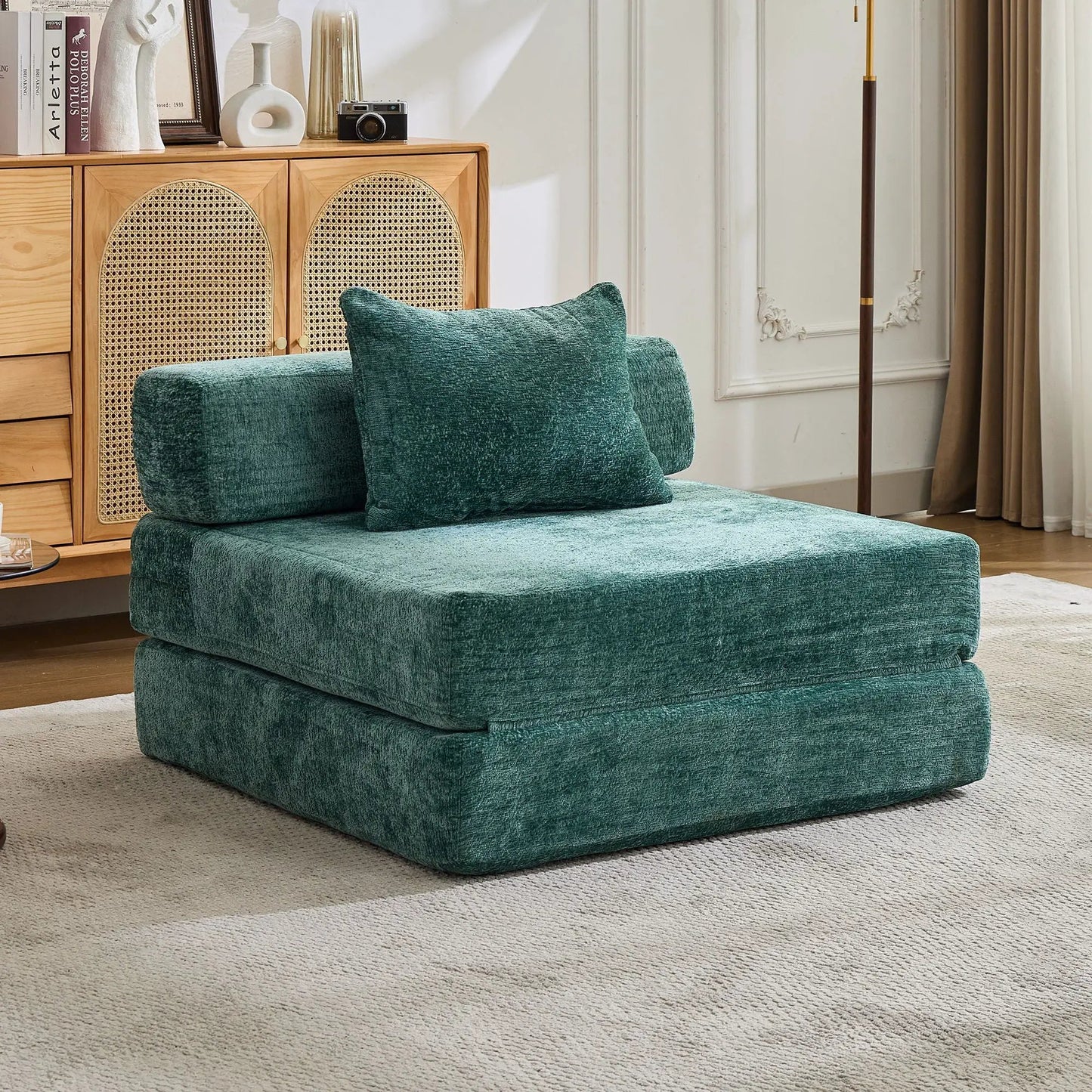 Convertible Floor Sofa Bed with Fixed Frame