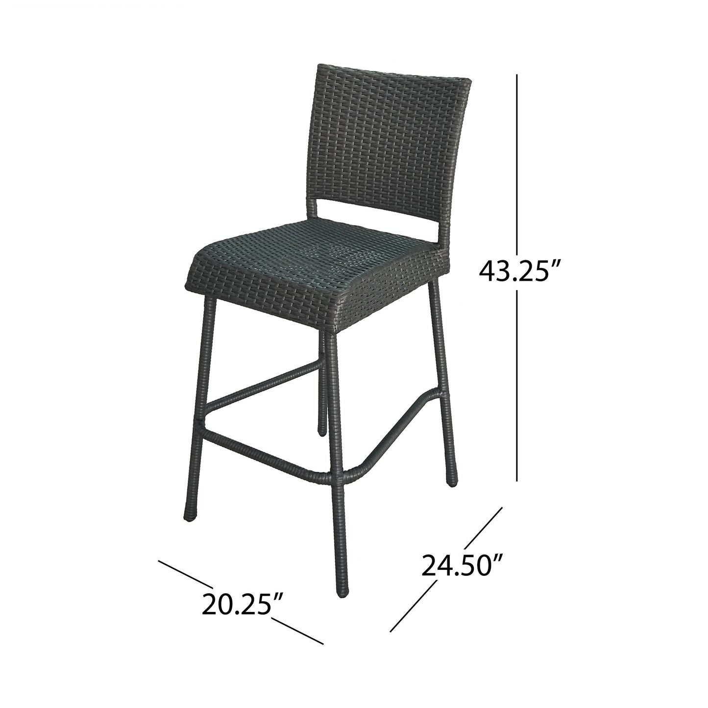 Set of Two 29 Inch PE Rattan Outdoor Barstools