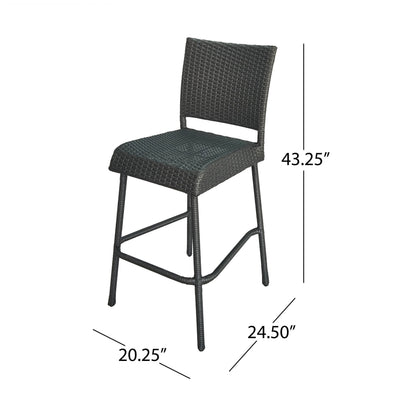 Set of Two 29 Inch PE Rattan Outdoor Barstools