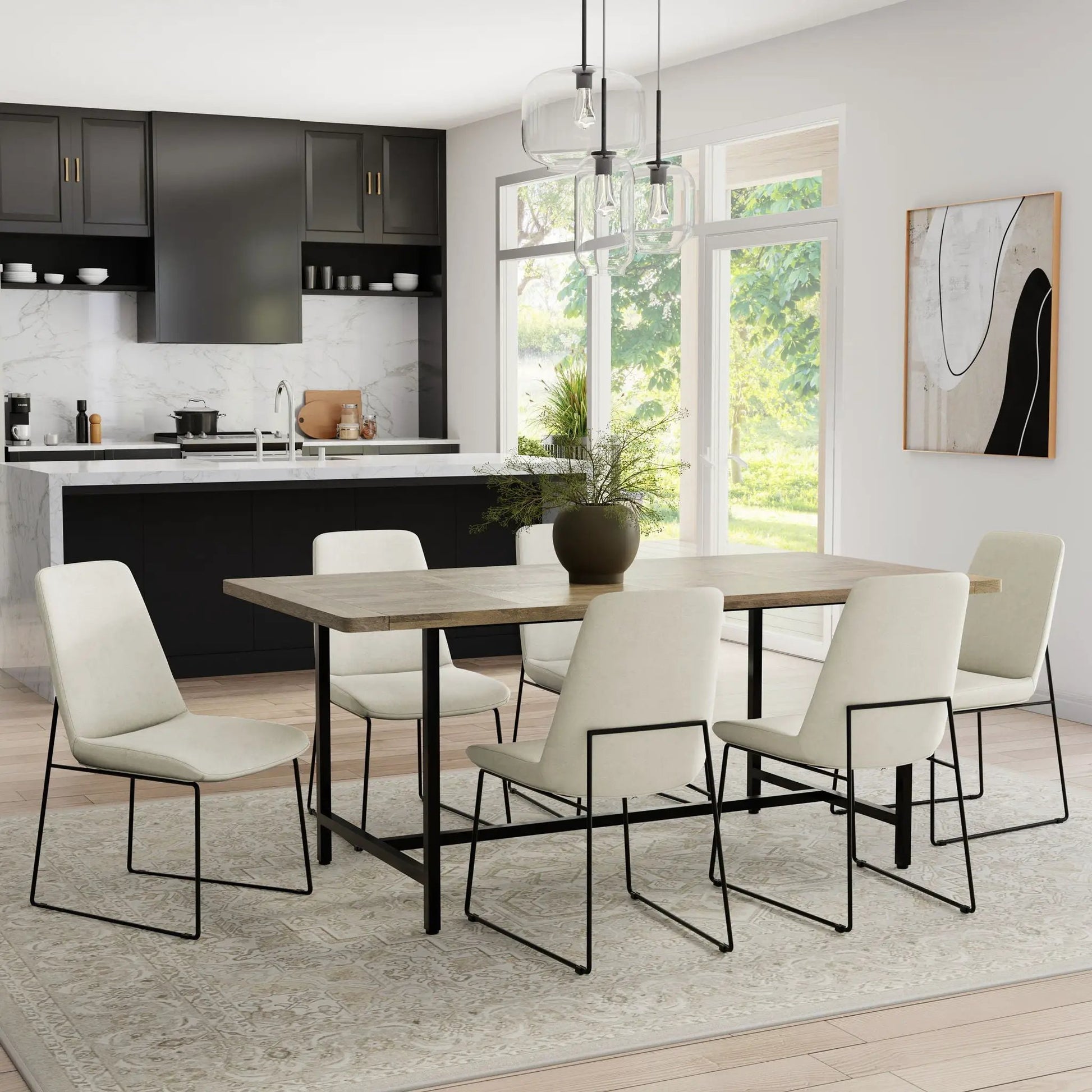 Campbell handcrafted dining table with wood top and black metal legs by Unique Piece Furniture on Tampa Home & Garden Store
