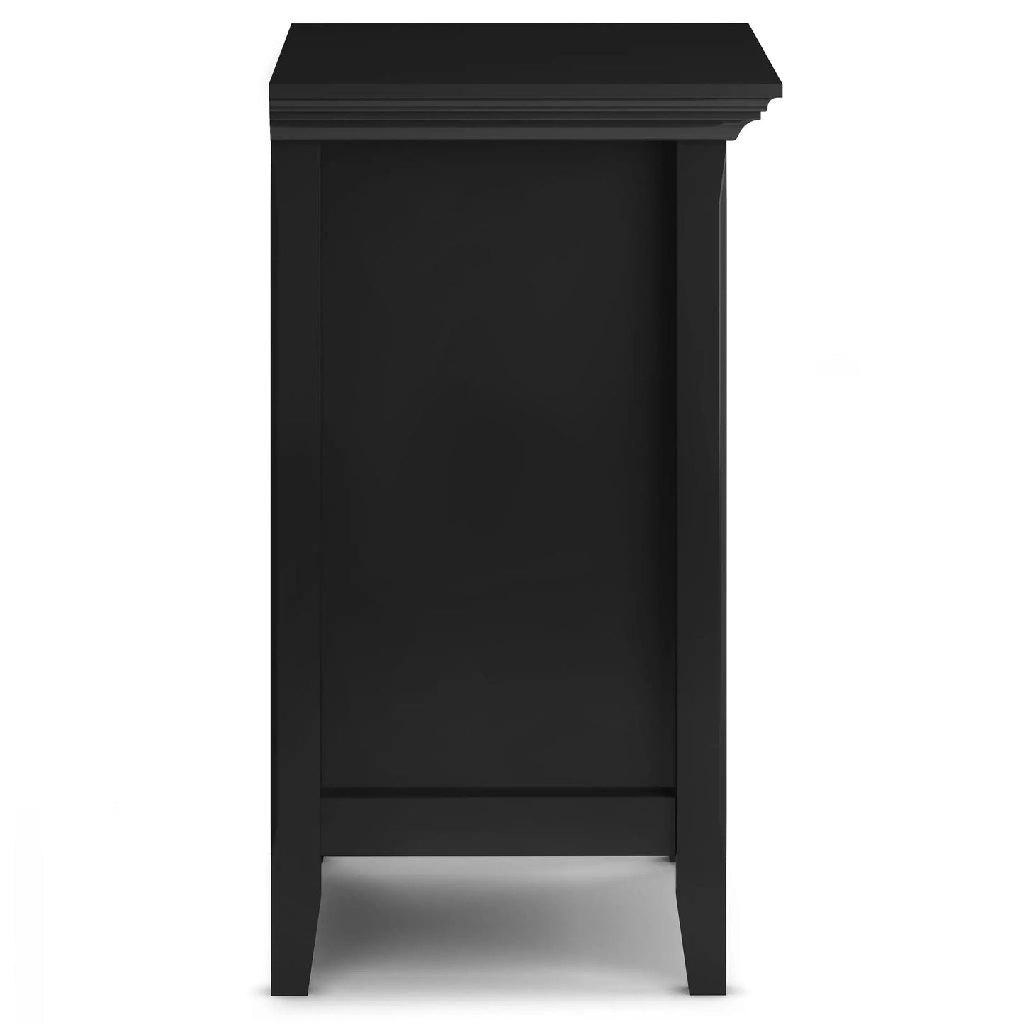 Amherst Bedside Table handcrafted in black with layered crown molding on Tampa Home & Garden Store
