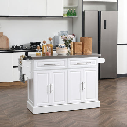 Stainless Steel Rolling Kitchen Cart with Drawers