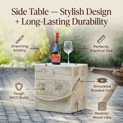 Small Indoor and Outdoor Wood Grain Side Table