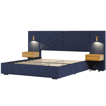Modern Upholstered Bed and Wingback Headboard