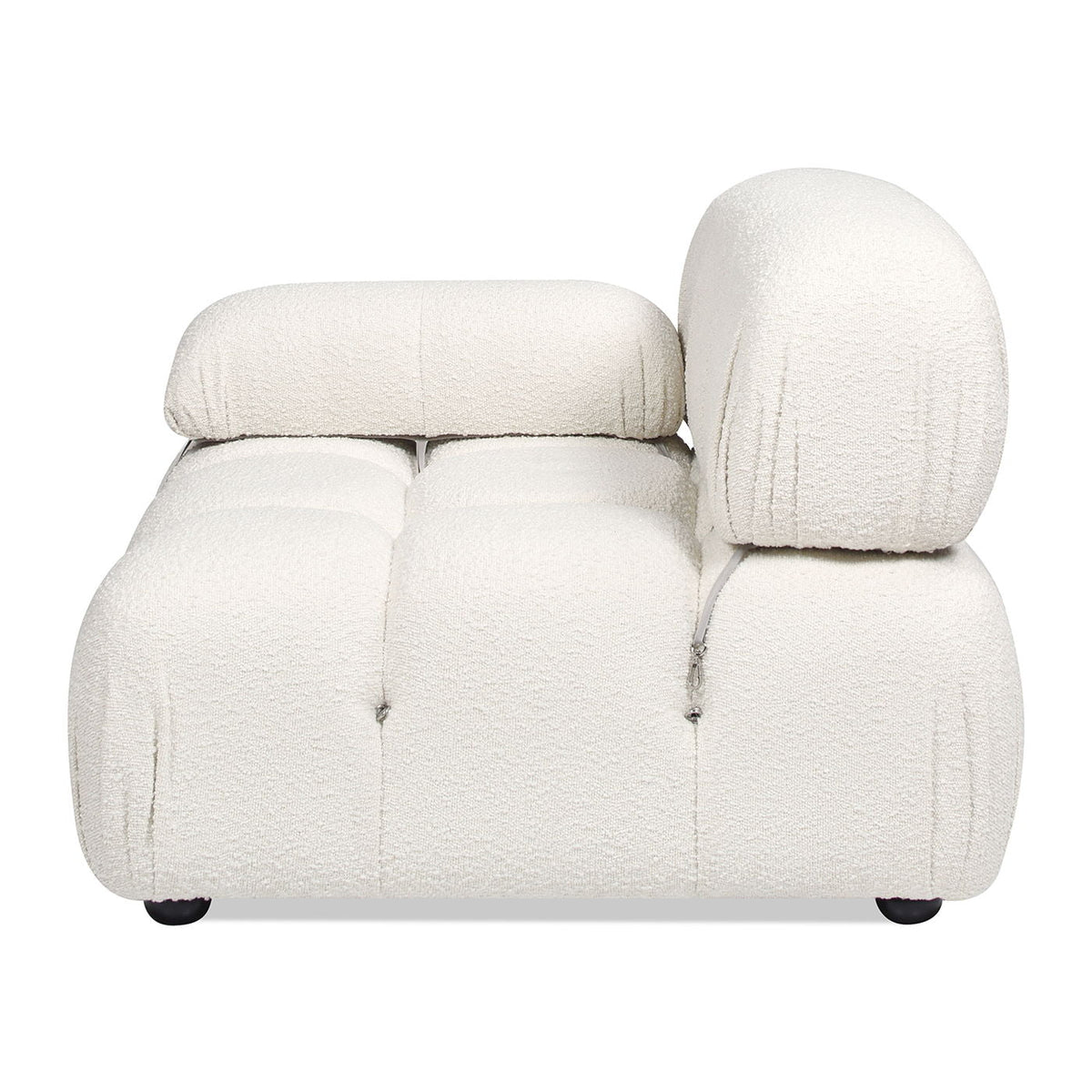 Bubble Modular Modern Lounge Arm Chair with white boucle upholstery and eucalyptus frame on Tampa Home & Garden Store