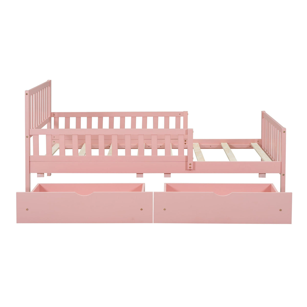 Pink platform bed with guardrails on both sides and two storage drawers by HouseOfZazla on Tampa Home & Garden Store