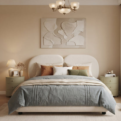 Upholstered Bed Frame With Split Luxury Headboard