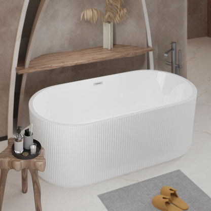 Modern Double Wall Freestanding Soaker Tub white ribbed exterior HouseOfZazla on Tampa Home & Garden Store