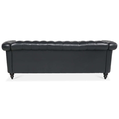 Black Chesterfield Sofa and Soft PU Rolled Arms
