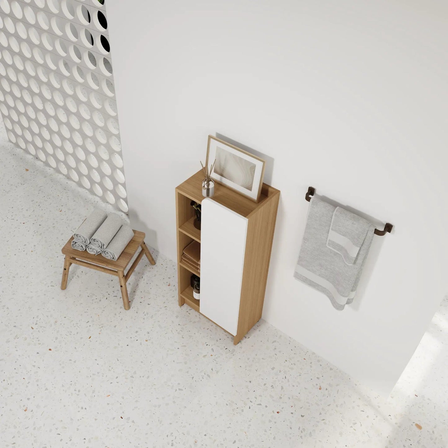 Freestanding Narrow Bathroom Cabinet with Door