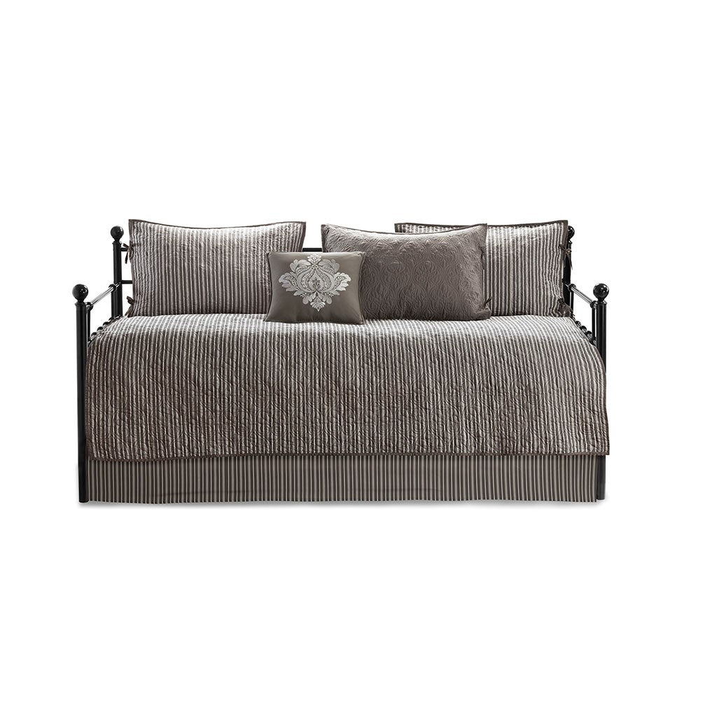 6 Piece Reversible Daybed Cover Set Dark brown striped fabric bedding by HouseOfZazla on Tampa Home & Garden Store