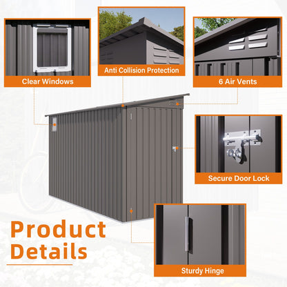 Lean-To gray storage shed with clear windows and sloping roof by HouseOfZazla on Tampa Home & Garden Store