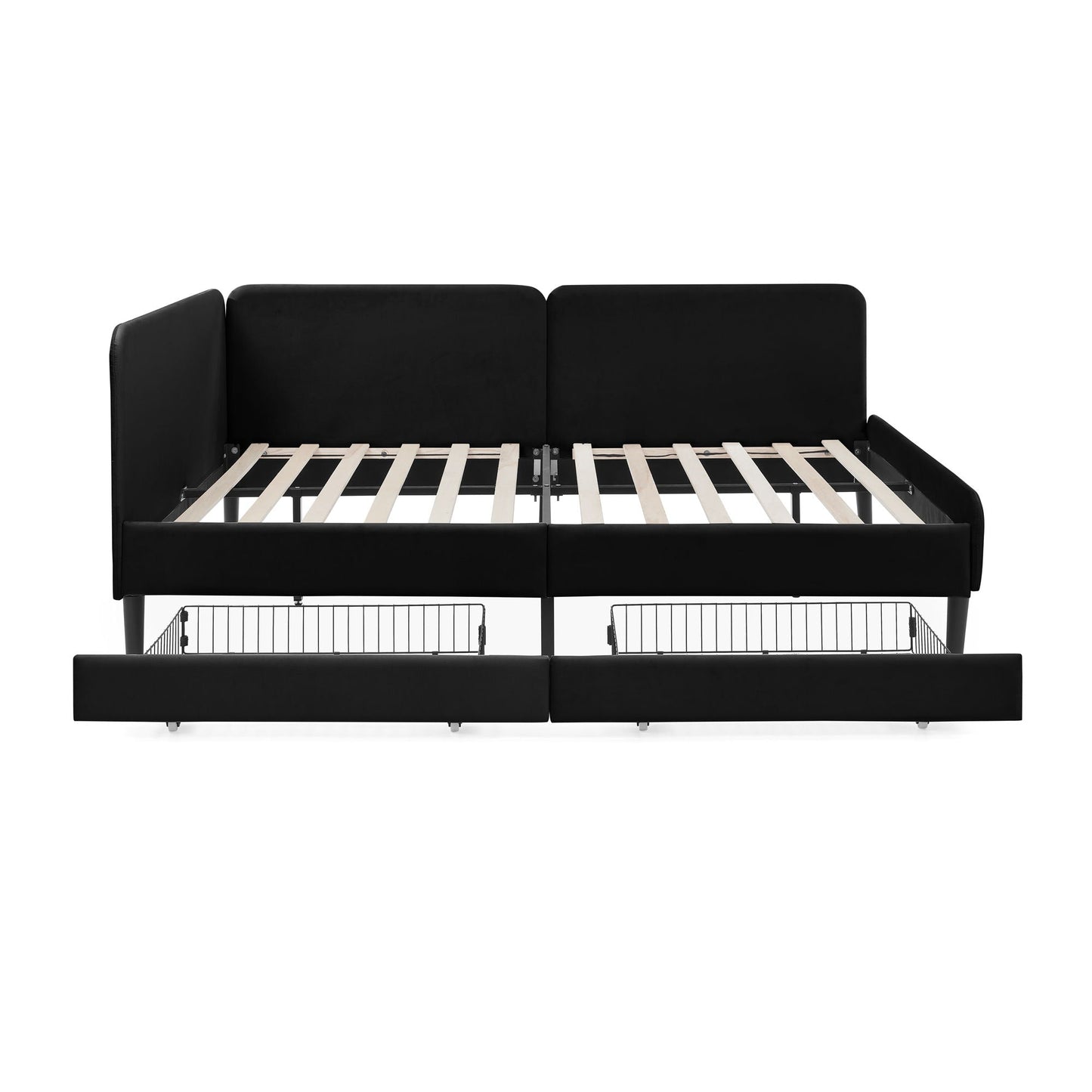 Upholstered Platform Sofa Bed with Drawers