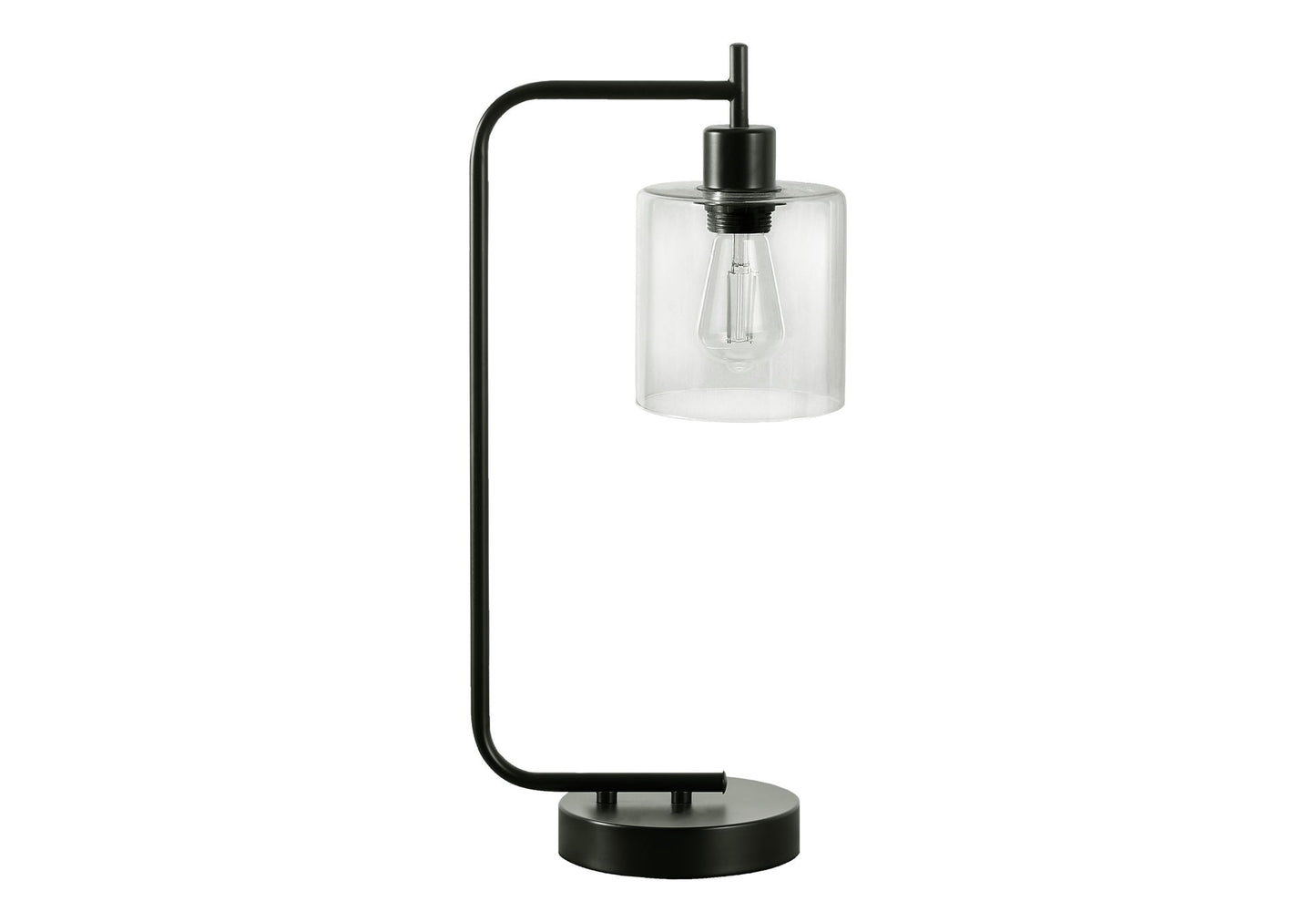Table lamp with black metal frame and clear glass shade, USB port included, HouseOfZazla on Tampa Home & Garden Store