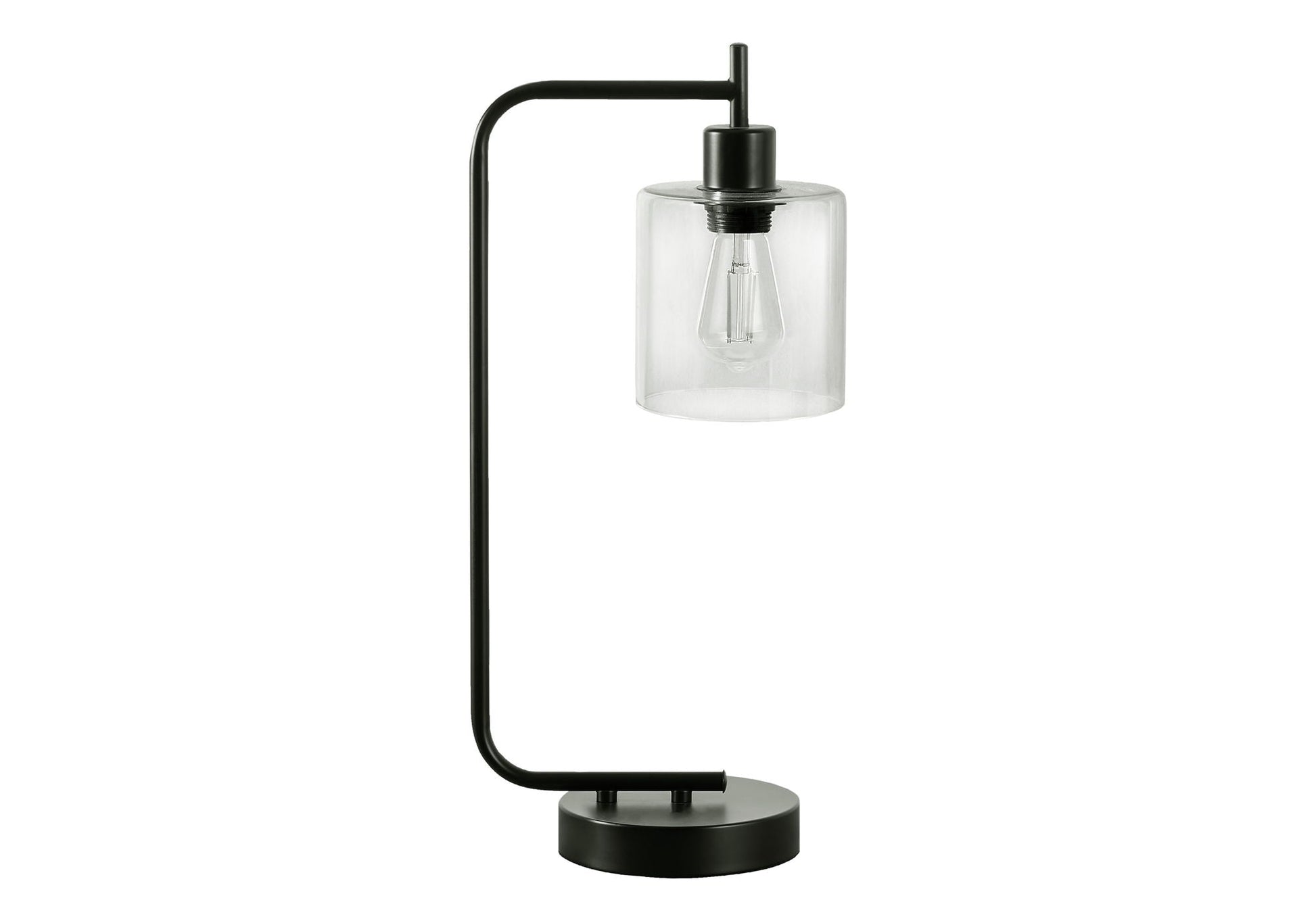 Table lamp with black metal frame and clear glass shade, USB port included, HouseOfZazla on Tampa Home & Garden Store