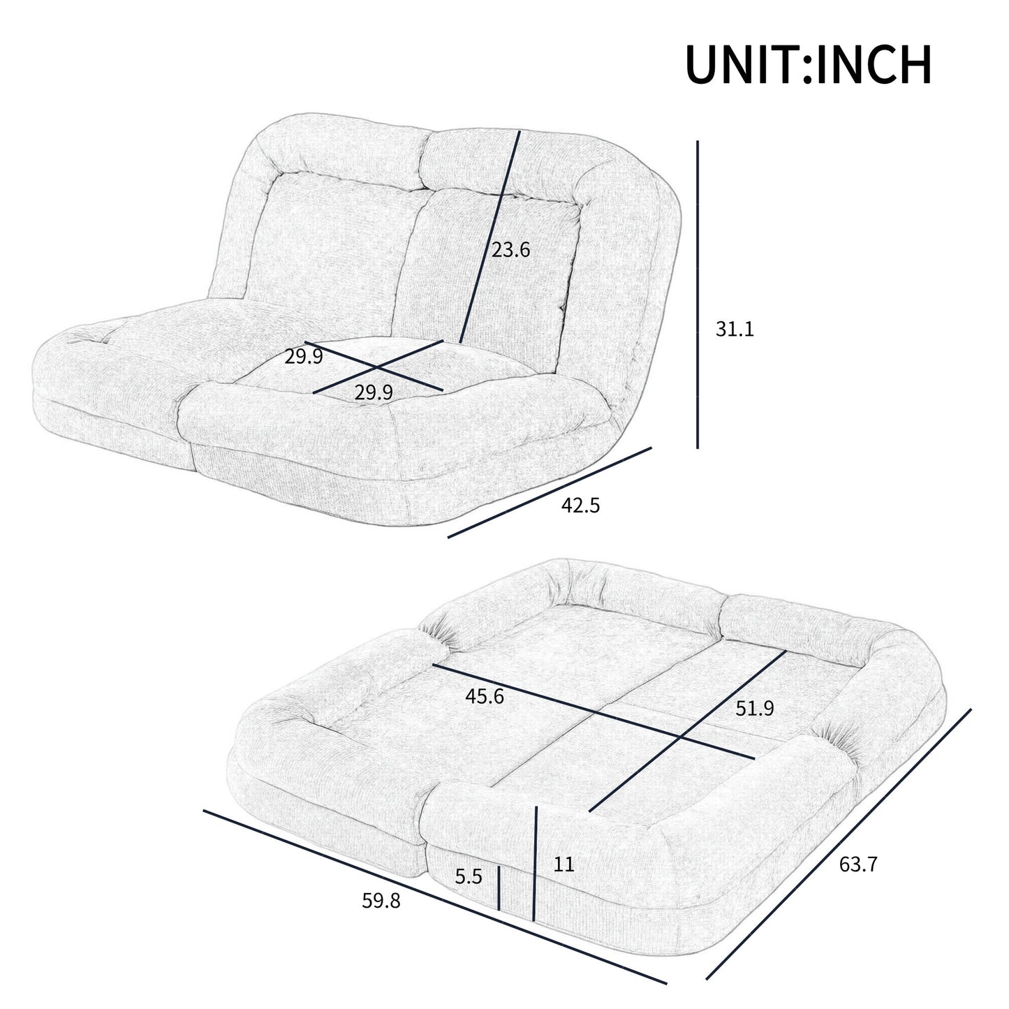 Compact a Convertible Foldable Single Sofa Bed