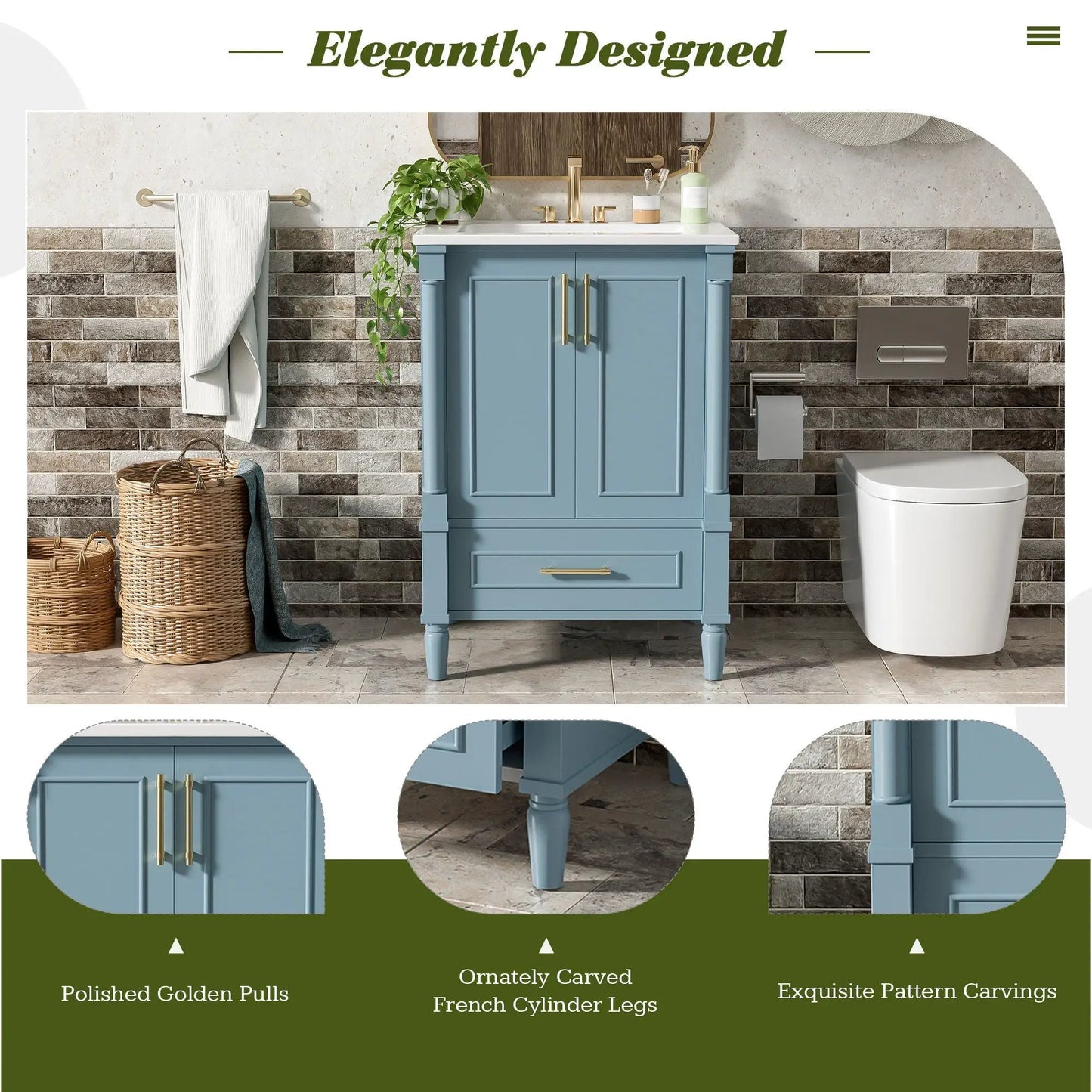 Bathroom Vanity With Ornate French Cylinder Legs