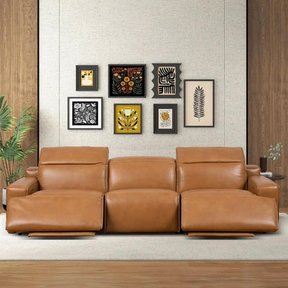 Urbana triple power recliner sofa tan leather, Unique Piece Furniture on Tampa Home & Garden Store